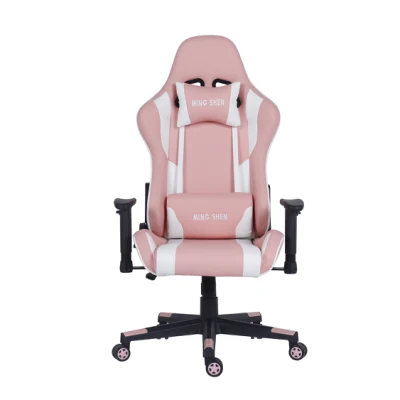 Cadeira para jogos de corrida rosa ergonômica com logotipo bordado Sillas mais vendida